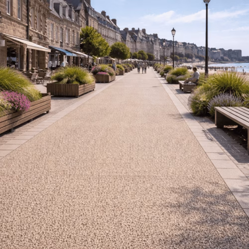 Béton désactivé sur rue piétonne